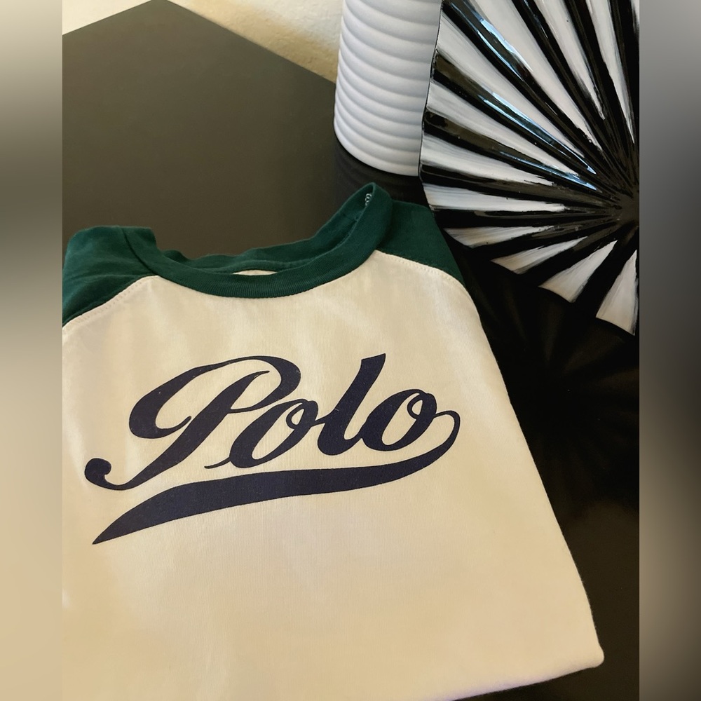 Boys Polo Ralph Lauren Rugby Sleeve Cursive Logo T-Shirt